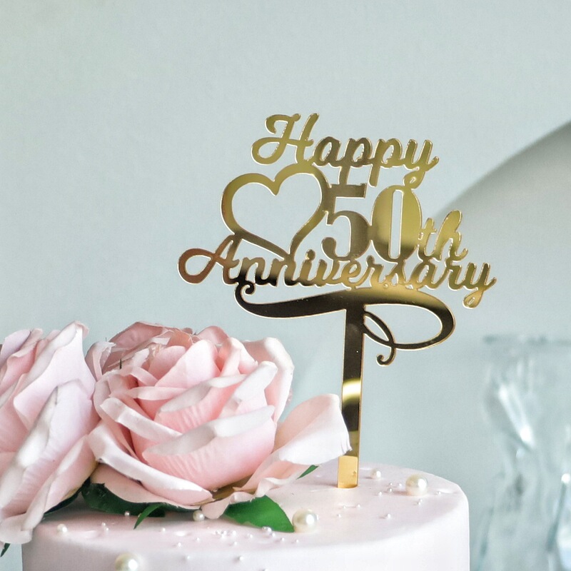 跨境ins风亚克力蛋糕插件30周年40周年50周年纪念日快乐蛋糕装饰|undefined