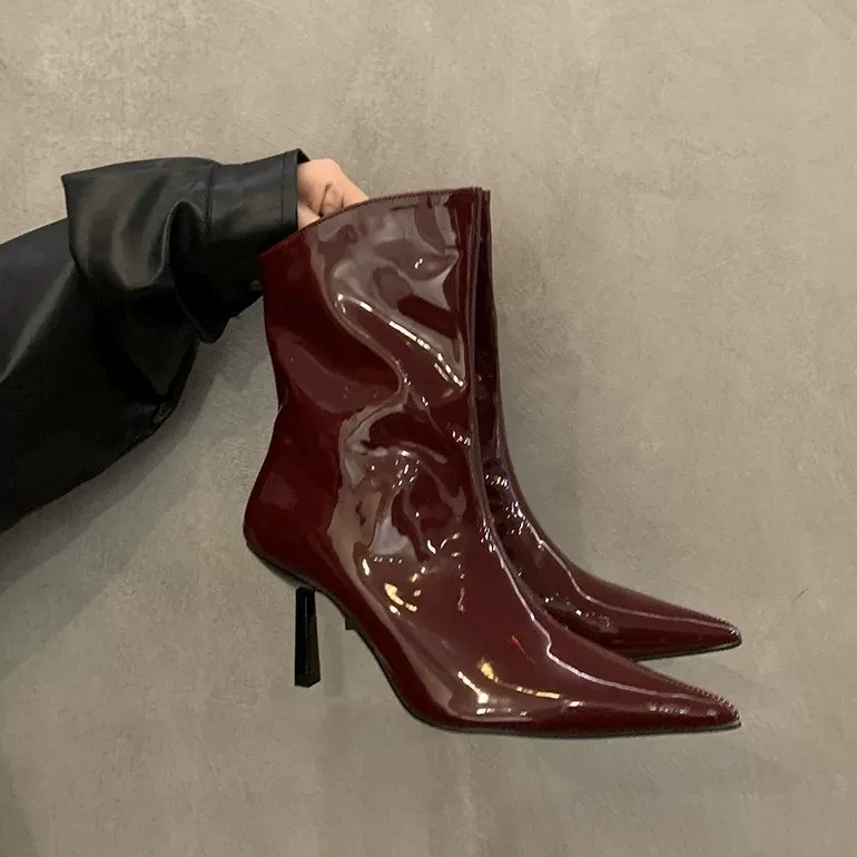 Red spring universal low boots pointy toe, American style, western style