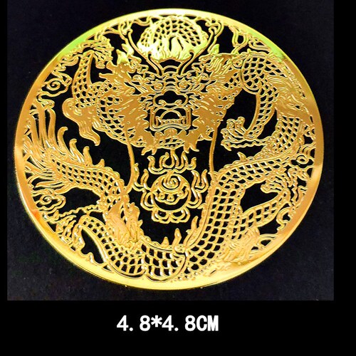 Wholesale Buddhist cultural pattern metal phone sticker with Six Syllables of True Words and Four Great Gods metal desk sticker