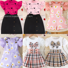 Adorable girl's short-sleeved two-piece set 宝宝夏季印花套装