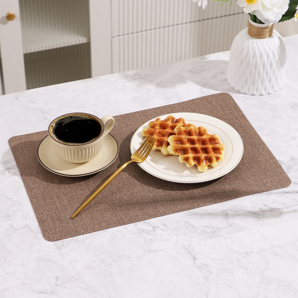 Cuero de PVC imitación tela almohadilla de aislamiento térmico almohadilla de protección de mesa de comedor almohadilla de mesa de comedor almohadilla de platos aislamiento térmico resistente a altas temperaturas cubiertos