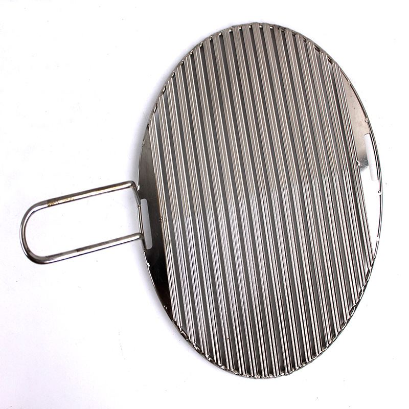 Rejilla de Acero Inoxidable para Asar, Cesta Redonda con Drenaje de Aceite para Parrilla Eléctrica, Barbacoa de Carbón, Parrilla de Hierro Estilo Coreano