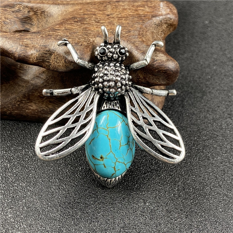 20g Weight Agate Material Polishing Design White, Purple, Blue, Gold Color Little Bee Inlaid Gemstone Necklace Brooch Accessories Corsage 10