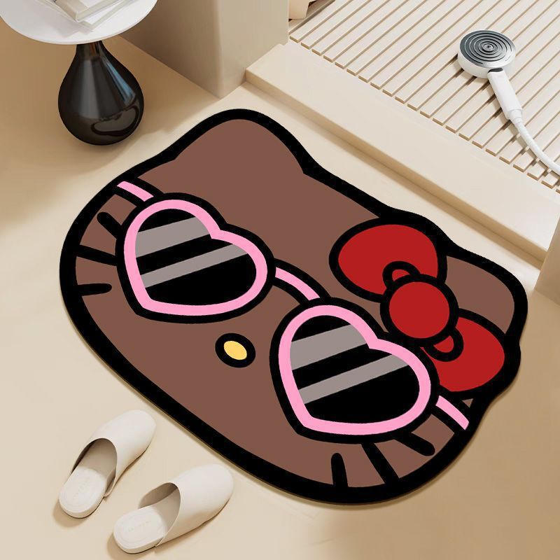 可爱HelloKitty硅藻泥吸水地垫家用卫生间洗漱台防滑易打理门垫|undefined