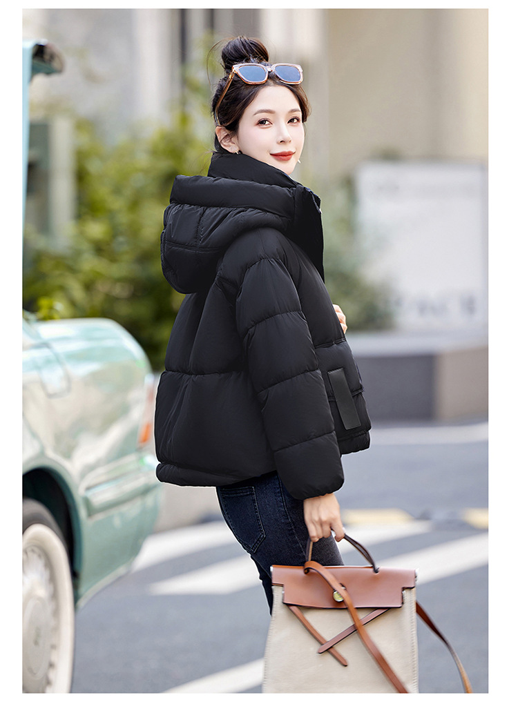 sieviešu īss korejiešu 2024. gada ziemas apģērbs, jauna brīva kokvilnas maza un bieza maizes jaka, moderna dūnu jaka_voghion.com