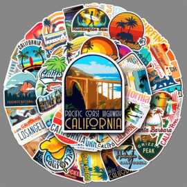 50张加利福尼亚涂鸦贴纸跨境户外旅行california装饰行李箱贴纸