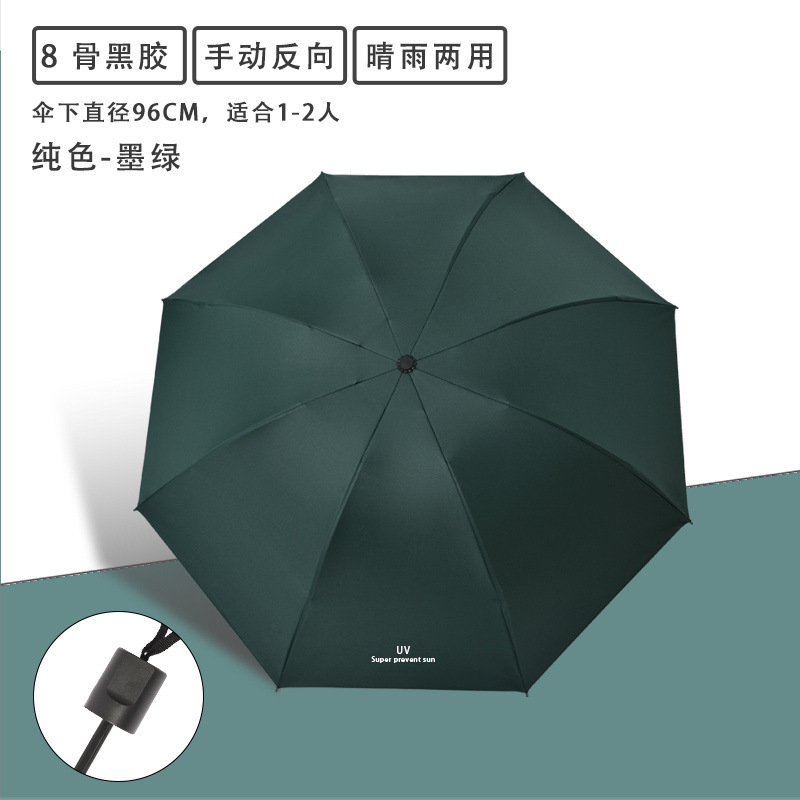 自動雨傘UV厚手黒ゴム日焼け止め晴雨傘折り畳み晴雨両用男女高級感日傘卸売り|undefined