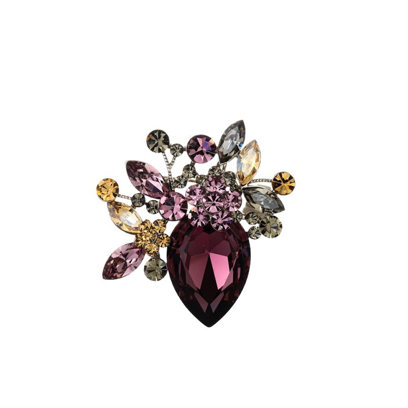 Elegante spilla a fiore in cristallo per donna accessorio giacca_voghion.com
