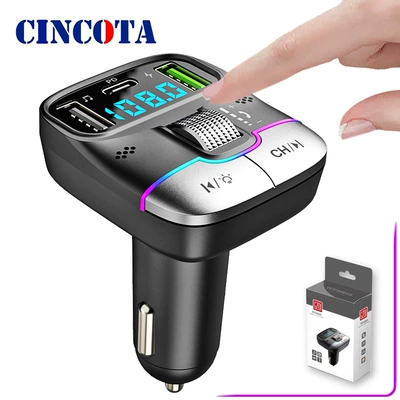 Gz01 Car Fm Transmitter Bluetooth Hands-Free Car Charger Pd Fast Charging Cigarette Lighter Digital Display Car Charger Cross-Border