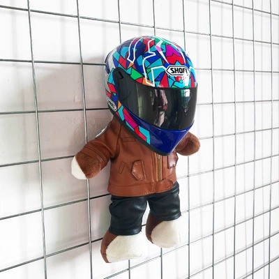 Motosiklet dəbilqələri, motorcycle gift racing mechanic - height-28cm-light-brown-brown-leather-bear-shoei-flower-antupgraded-tail-wing