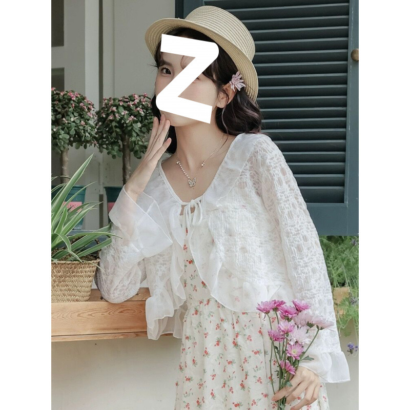 蕾丝防晒衣开衫外搭女2025夏季新款配吊带裙子小披肩罩衫短外套女