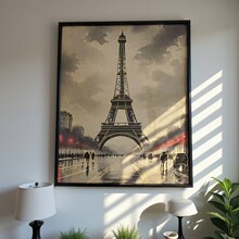 新款鎏金埃菲尔铁塔装饰画房间家居挂画有框画现代简约艺术摆画