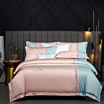 專賣店品質120支新疆長絨棉貢緞繡花四件套刺繡套件商場高貨品質