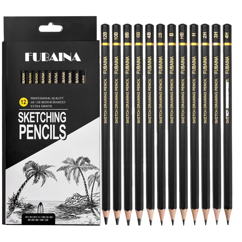 Sketch Pencil suit 4 H-12B hexagonal Rod sketch still life sketch sketch 12 sketch pens set cross-border