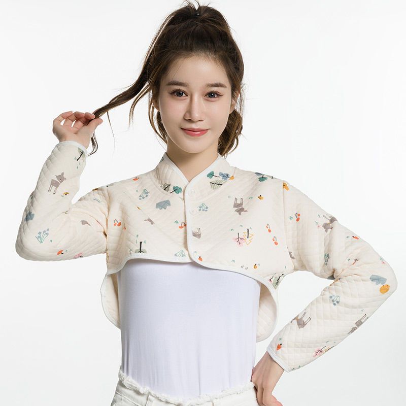 Shoulder Neck Waistcoat Warm Sleeping Spring and Summer Air-conditioned Room Women Sleeping Women's Moon Cotton Long Sleeve Shoulder Protection