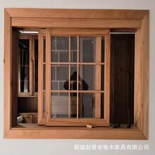 窗框老榆木折叠窗户边框复古花店平开窗餐厅饭馆平推窗框实木门窗