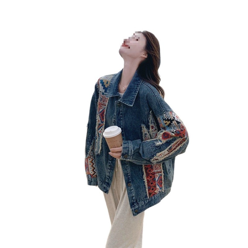 碎花刺绣牛仔外套女春秋2025新款甜酷炸街美式小众夹克上衣流行|undefined