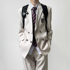 DK 日本の学校供給オフホワイトスーツメンズ春秋ティーンエイジャーラペルダブルブレストスーツジャケットトップ