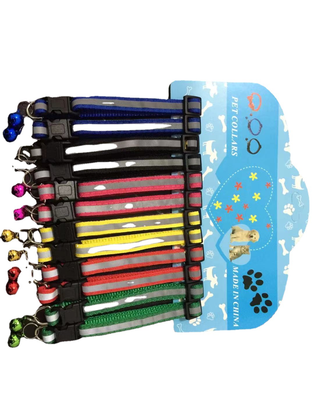 1.0 Collar de campana. Seis colores de moda mascota collar campana lindo cuello pequeño perro