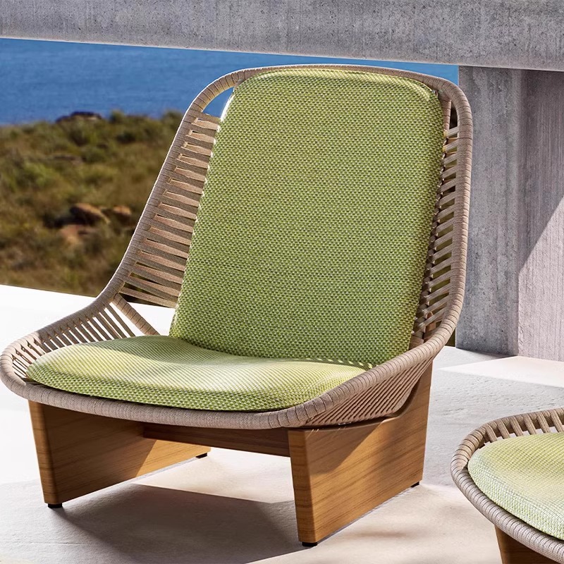 Sofá al aire libre de caña muebles de patio impermeable casa modelo de alojamiento hotel villa balcón portafolio de diseñadores de ocio