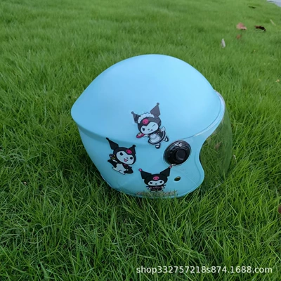 3C certification genuine goods GB 3-13 years old battery car motorcycle safety anti-fall autumn and winter warm cold safety helmet (Motosiklet kaskı (dəbilqə)) - lake-blue-culomi-transparent-long-mirror