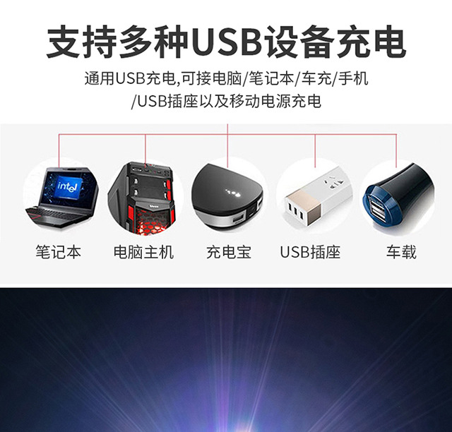 Telescopic Zoom Flashlight T6/Q5 Aluminum Alloy Outdoor Lighting Gift USB Charging Cycling Flashlight Rechargeable
