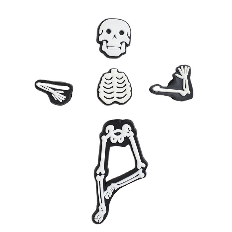 Halloween Skeleton PVC Soft Rubber Detachable Hole Shoes Flower Shoe Buckle Cartoon Garden Shoes Shoe Upper Decoration Accessories Halloween Skeleton PVC Soft Rubber Detachable Hole Shoes Flower Shoe Buckle Cartoon Garden Shoes Shoe Upper Decoration Accessories