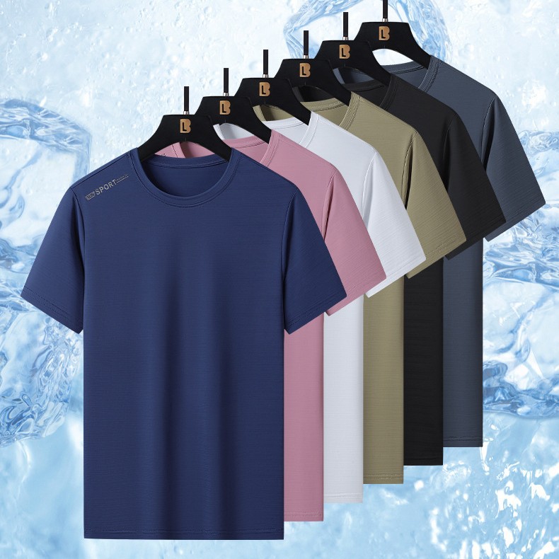 Quick-drying T-shirt Men's Summer Sports Ice Silk Short-sleeved Fitness Running Quick-drying Clothes Round Neck Breathable Cool Half-sleeved Top