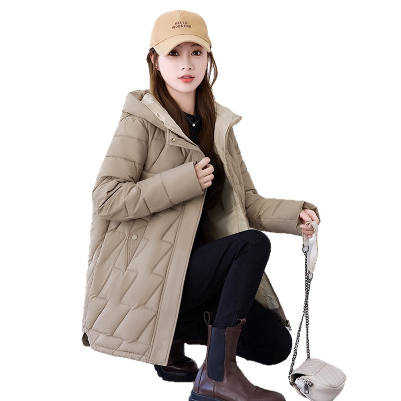 2025 ropa de algodón con capuz de diamante de diseño de invierno femenino de nicho pequeño temperamento de abrigo de algodón fragante image 5