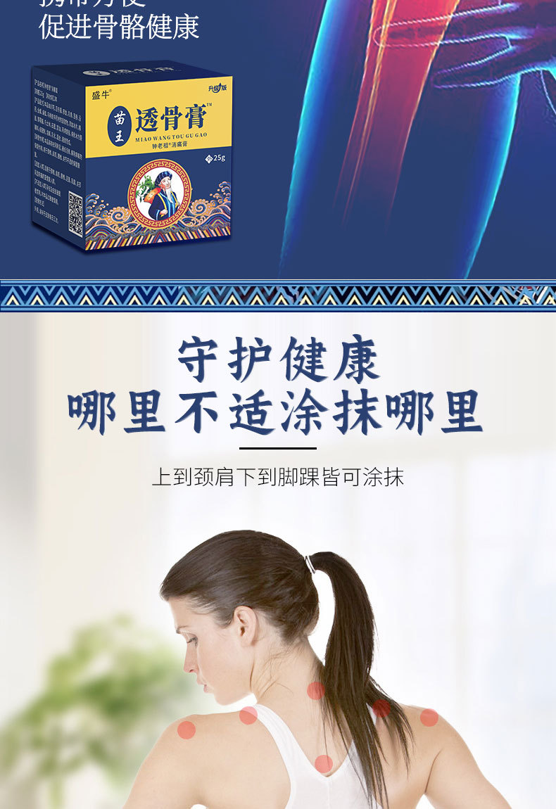Miao Wang Tou Gu Pain Relief Cream Herbal Massage Ointment for Neck Shoulder and Joint Care 25ml in use
