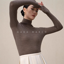 德国Biella扬子纱/无缝一体高弹力100羊毛衫堆堆领高领针织打底衫