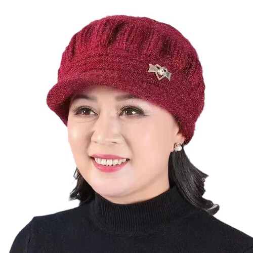 Wool and velvet warm and versatile middle-aged and elderly foreign trade 2024 new mother and grandmother hat winter hat for elderly women