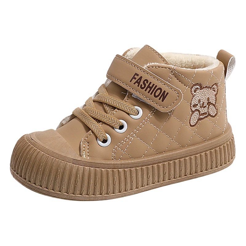 Детские высокие кроссовки 2024, осенне-зимняя новая спортивная обувь для мальчиков и девочек, теплая хлопковая обувь на флисовой подкладке, детская обувь, детская обувь