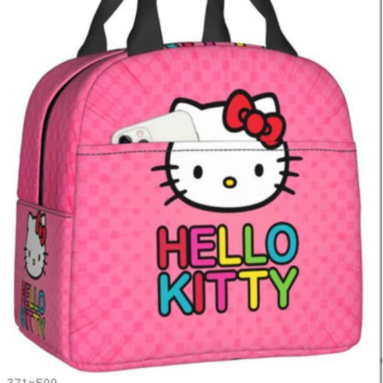 Hello Kitty, ручной мультяшный милый термос, сумка-ланч для учеников начальной школы, сумка для еды