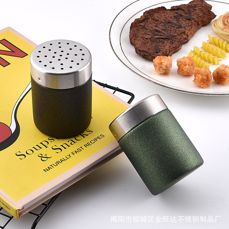 304 stainless steel manual lidded sea salt pepper jar cumin powder…