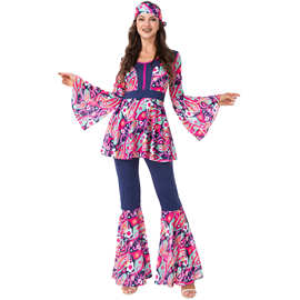 M-XL70年代复古嘻哈服舞台表演服女式印度安服原始人土著服cos服