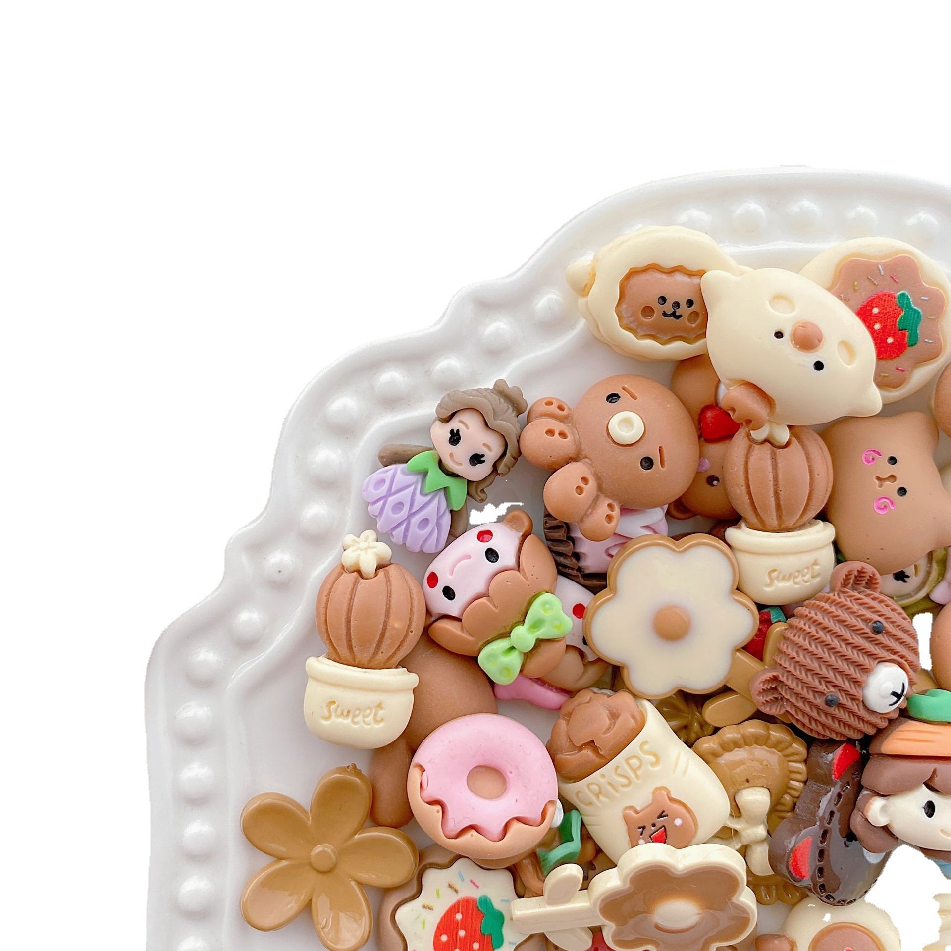 Directo de fábrica de color de dibujos animados mezclado DIY accesorios de resina al por mayor pegamento crema teléfono móvil Shell horquilla accesorios de producción