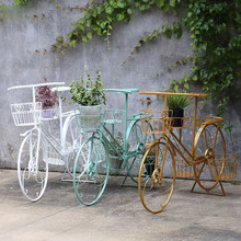 欧式铁艺创意自行车花架子庭院田园风橱窗装饰摄影店铺道具摆件