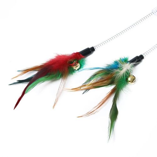 Factory Direct Sales Suction Spring Feather Cat Toy Whisker Swing Self-entertainment Tool Cat Toy with Sound Bell Wholesale 