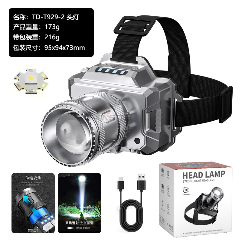 Nuevos faros para exteriores transfronterizos, larga duración de la batería, iluminación de alto brillo, luz roja, lámpara de auriculares con sensor multifuncional