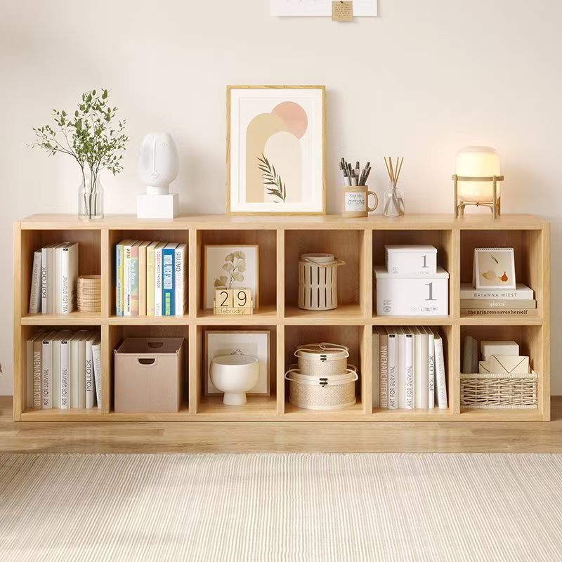 All Solid Wood Bookshelf Floor-Standing Storage Rack Kindergarten Backpack Cabinet Home Low Bookcase Wall-Mounted Storage Cabinet Storage Cabinet