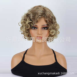 欧美假发 合成机制假发金色短卷发日常佩戴和角色扮演cos假发现货