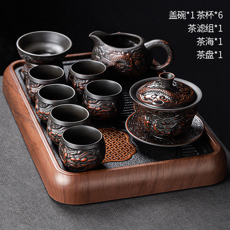 高端紫陶功夫茶具套装家用盖碗泡茶壶茶杯专用2025新款办公室送礼|undefined