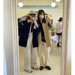 Mode * st mood秋の韓国版コーデュロイの襟をめくってカジュアルなコートをつなぎ合わせます。
