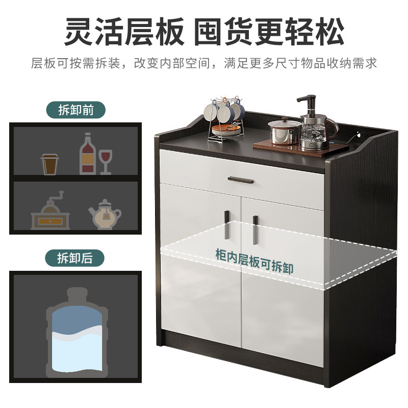 Gabinete de té de madera simple y moderno, armario de comedor, armario de cocina, armario de sala de estar, armario de pared integrado