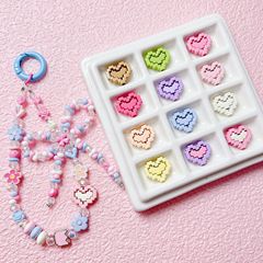 マカロン系エナメル合金画素愛枠ビーズdiy携帯電話チェーンのネックレス材料アクセサリー