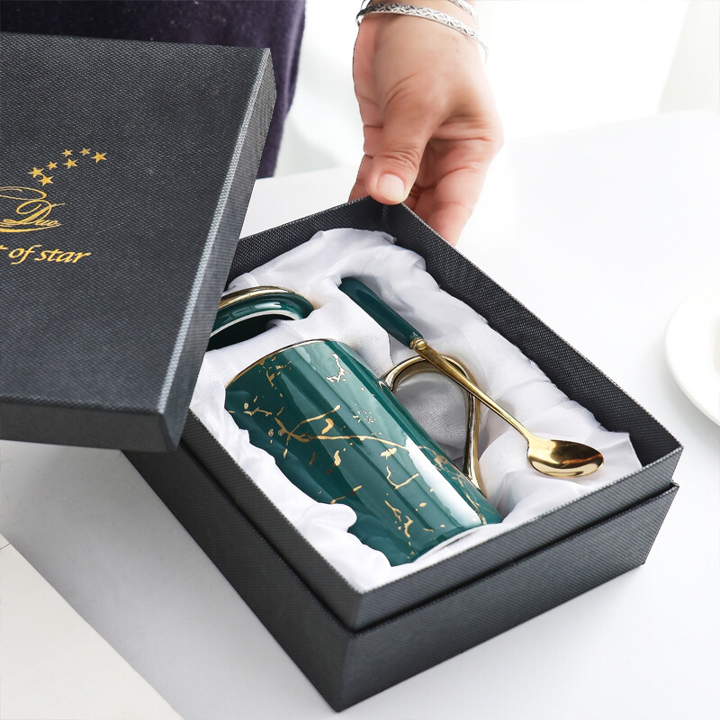 北欧クリエイティブ陶磁器カップ大理石紋金メッキマグカップコーヒーカップ活動プレゼント水カップカスタムロゴ|undefined