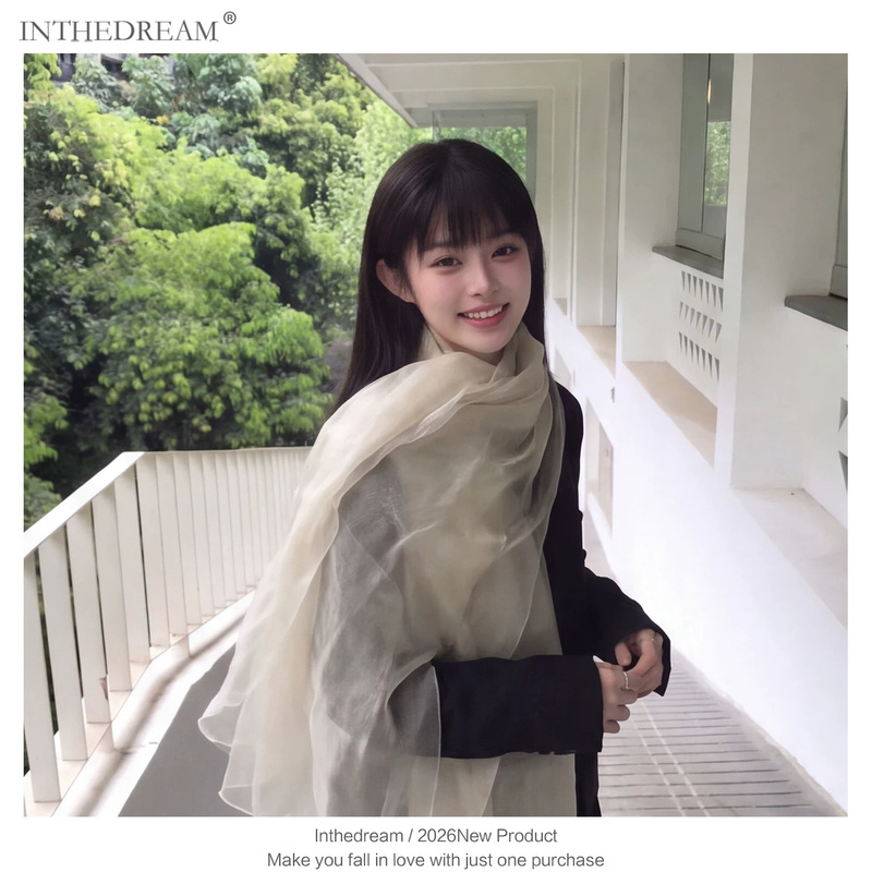 Lightweight silk scarf, double-layered silk blend, new luxury mulberry silk neck scarf, air-conditioned room shawl, scarf, and outerwear