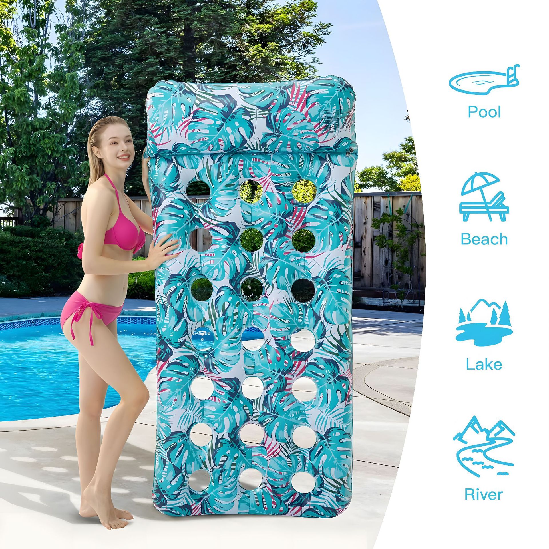 Colchoneta inflable para agua, balsa flotante creativa, anillo de natación, juguete acuático, cama de agua inflable, plegable, transfronterizo