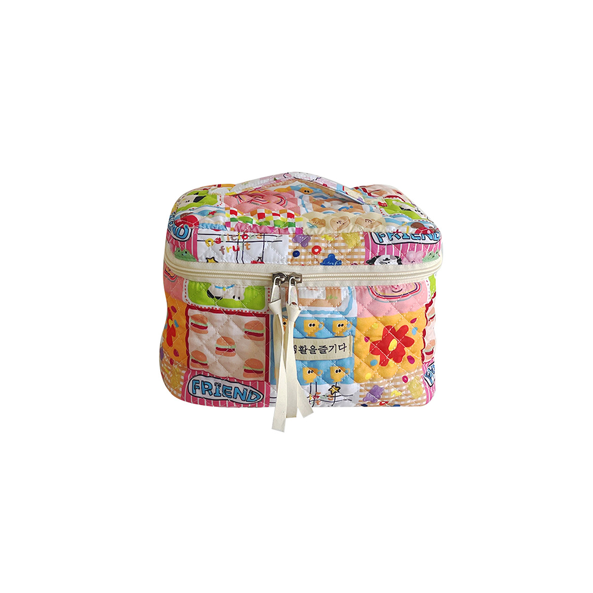 Corea del Sur flor oso acolchado bolsa de cosméticos hembra original lindo ilustración rompecabezas bolsa de lavado bolsa de almacenamiento de viaje portátil